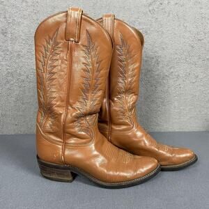 Vintage Tony Lama Boots Mens Size 8D Brown Leather Western Cowboy Made USA